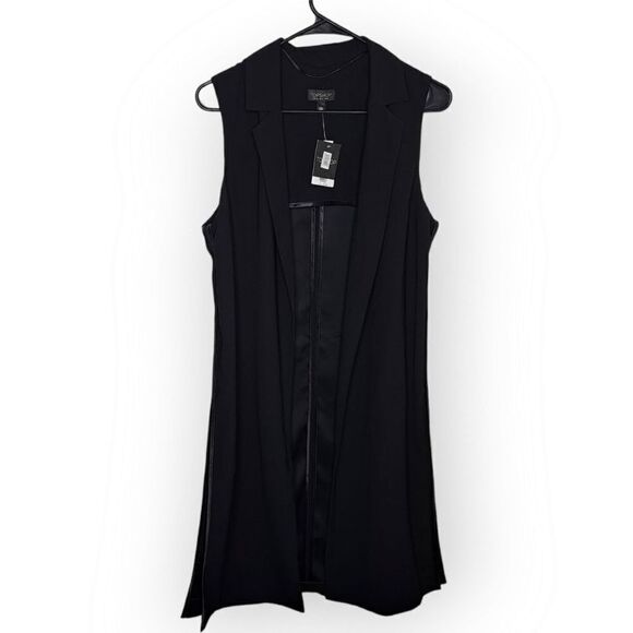 Topshop Sleeveless Side Split Coat in Black size 4 US NWT - Picture 1 of 8